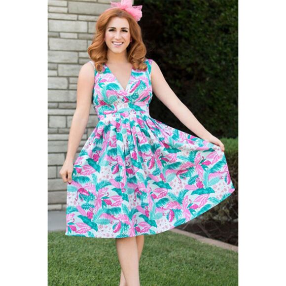 Betty Page Sugar Beat Flamingo Dress Rockabilly Vixen Pin Up Size 6 NWT - Picture 1 of 13